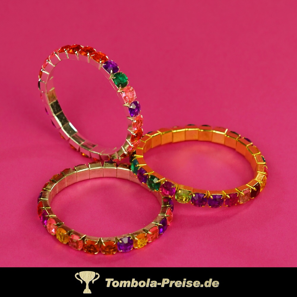 Glitzerarmb&auml;nder mit Glassteinchen
