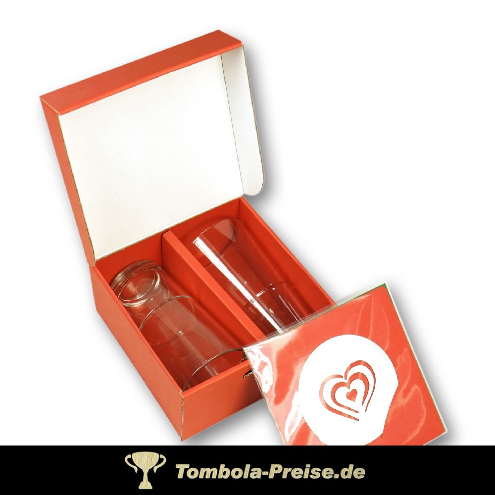 Latte Macchiato Gl&auml;ser 2er-Set mit Herz-Schablone