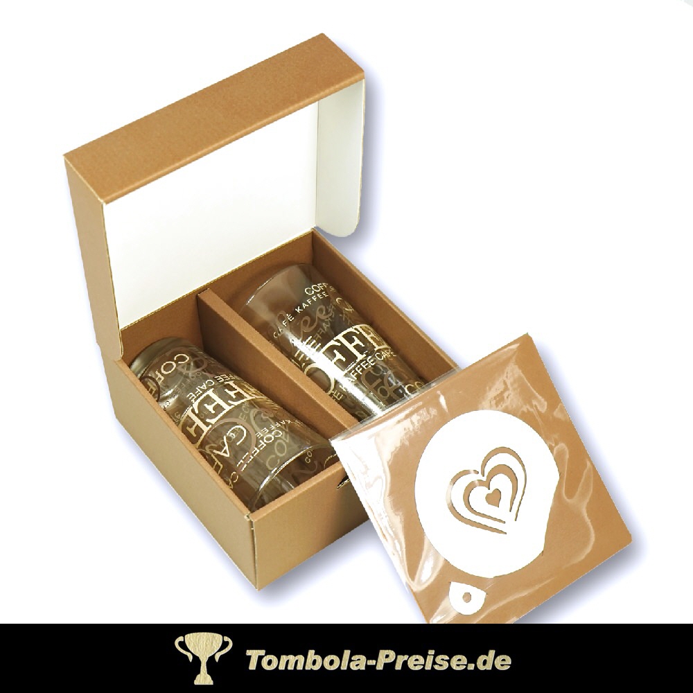 Latte Macchiato Gl&auml;ser 2er-Set mit Herz-Schablone