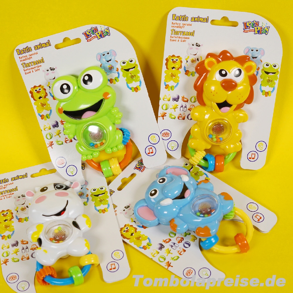 Tombolapreis Baby-Rassel Tiermotive