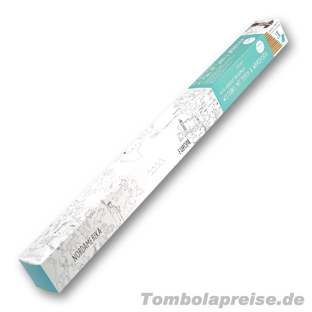Tombolapreis Ausmal-Weltkarte mit Stiften