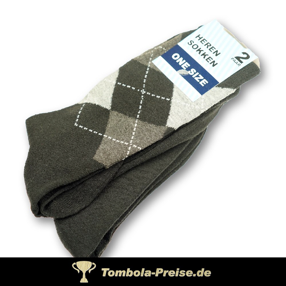 Herrensocken schwarz kariert uni 2er-Set