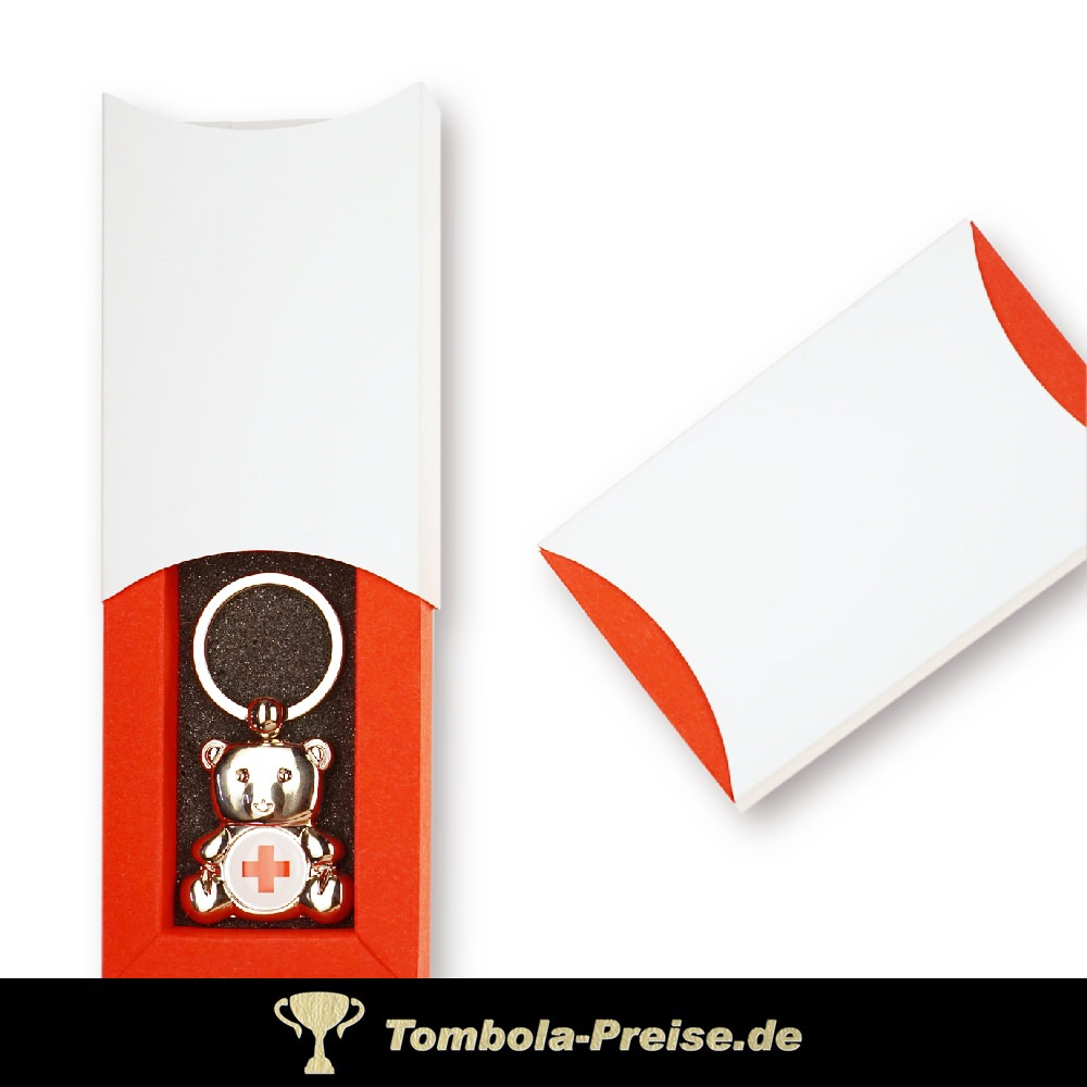 Anh&auml;nger B&auml;r mit Kreuz in Geschenkverpackung