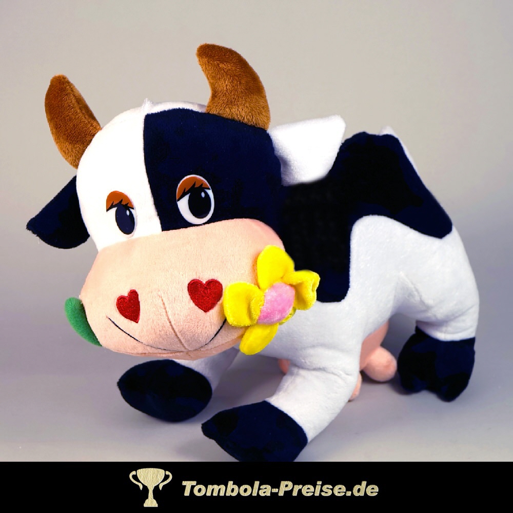 TreuePr&auml;sent Pl&uuml;sch-Kuh mit Blume