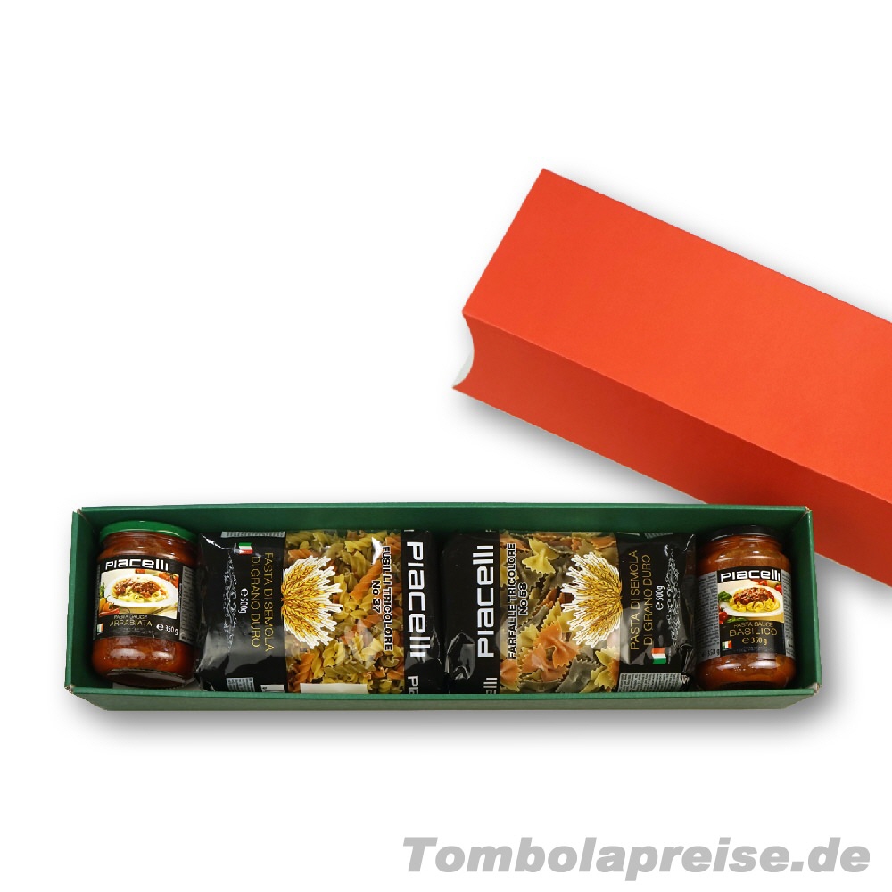 Tombolapreis Nudeln mit Pastaso&szlig;e in Geschenkbox