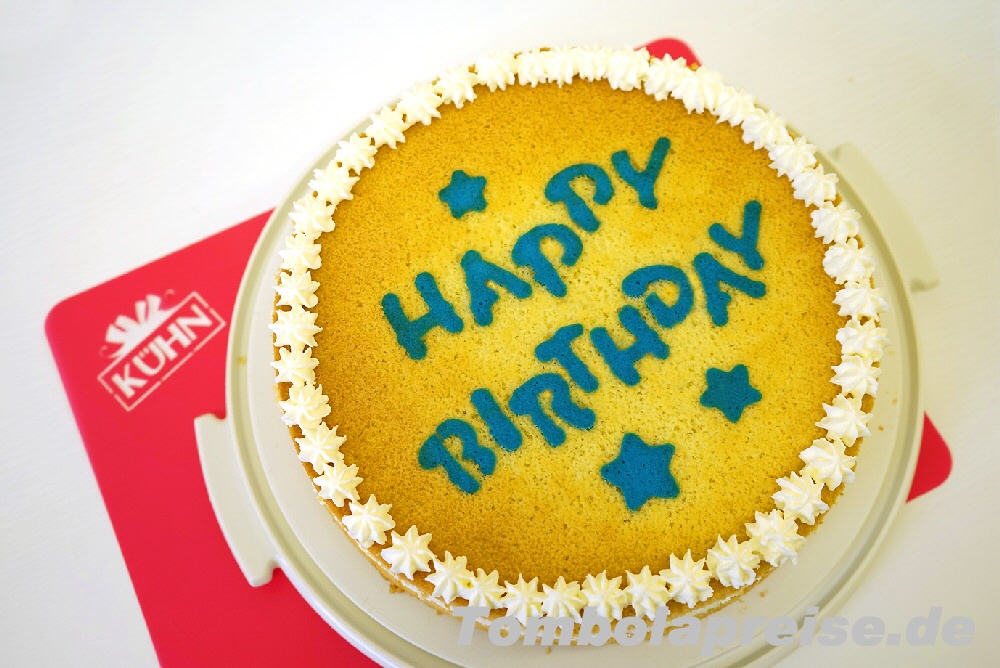Tombolapreis Kuchenschablone Happy Birthday