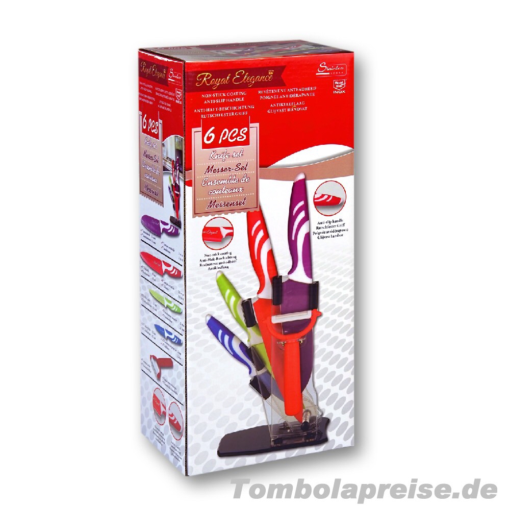 Tombolapreis Messerset im Acrylst&auml;nder
