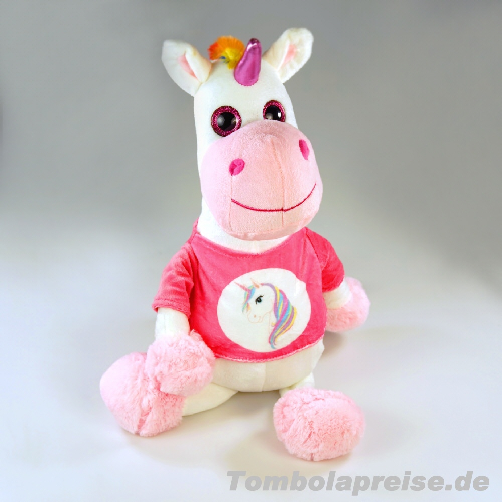 Tombolapreis Pl&uuml;sch-Einhorn T-Shirt 35 cm