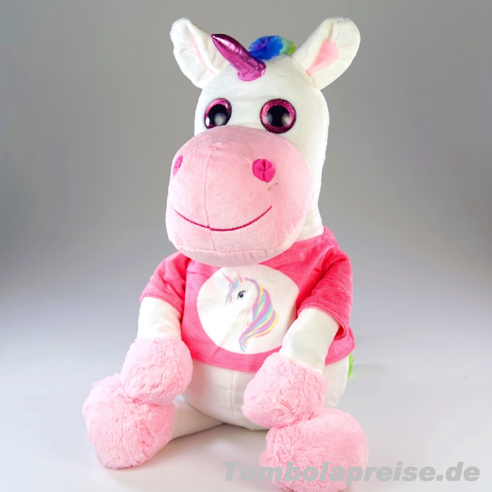 Tombolapreis Pl&uuml;sch-Einhorn T-Shirt 45 cm