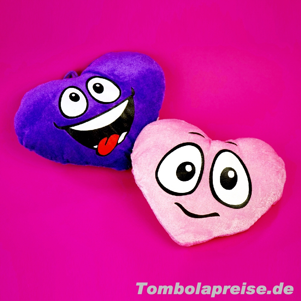 Tombolapreis Pl&uuml;sch-Herzen mit Gesicht