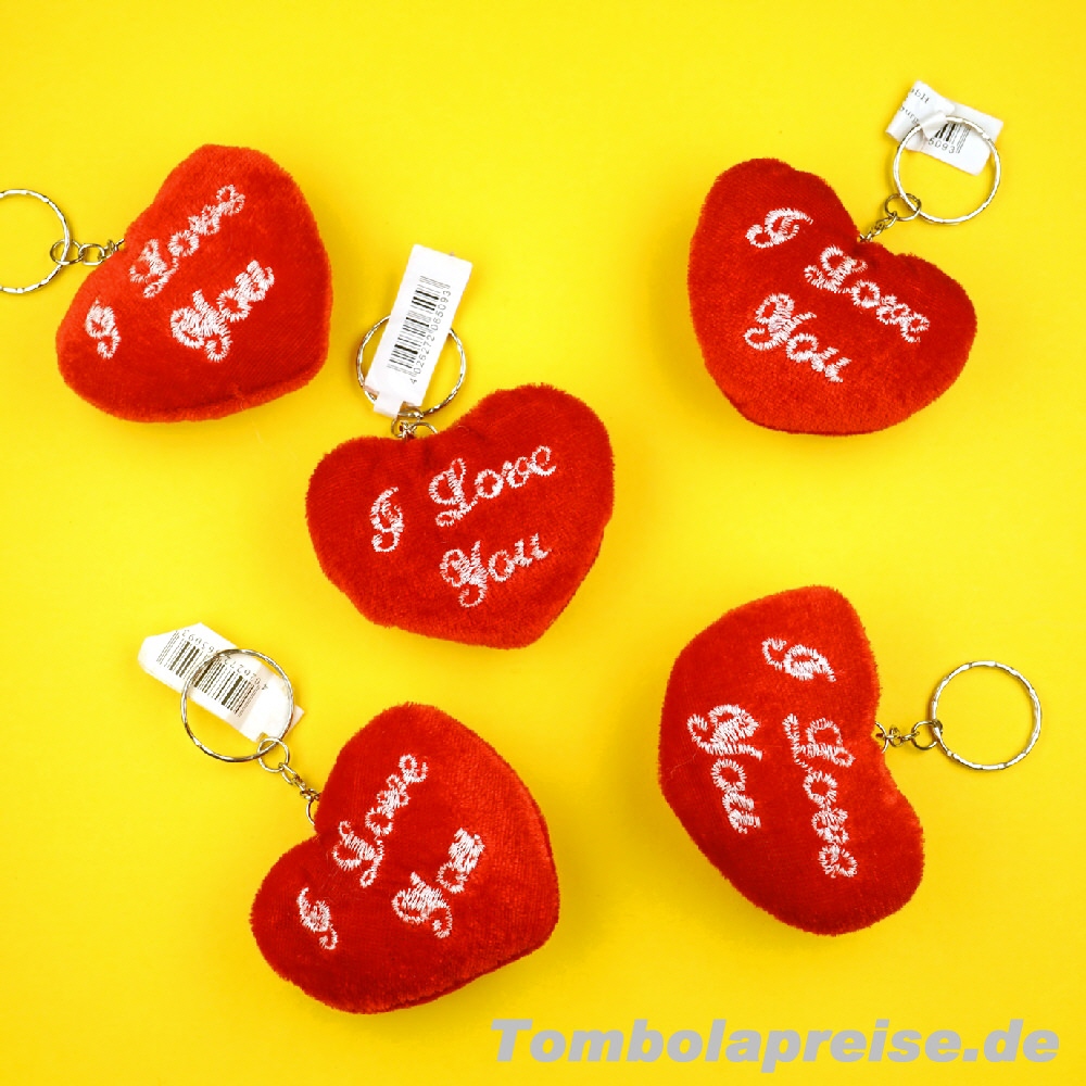 Tombolapreis Pl&uuml;sch-Herzen Schl&uuml;sselanh&auml;nger