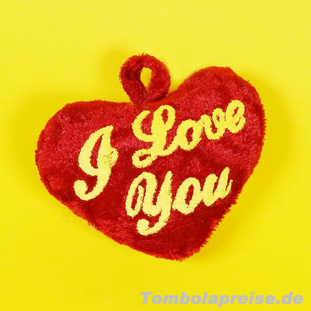 Tombolapreis Pl&uuml;sch-Herz I love You 9 cm