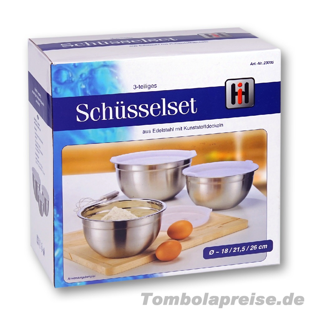 Tombolapreis R&uuml;hrsch&uuml;ssel-Set Edelstahl 3teilig
