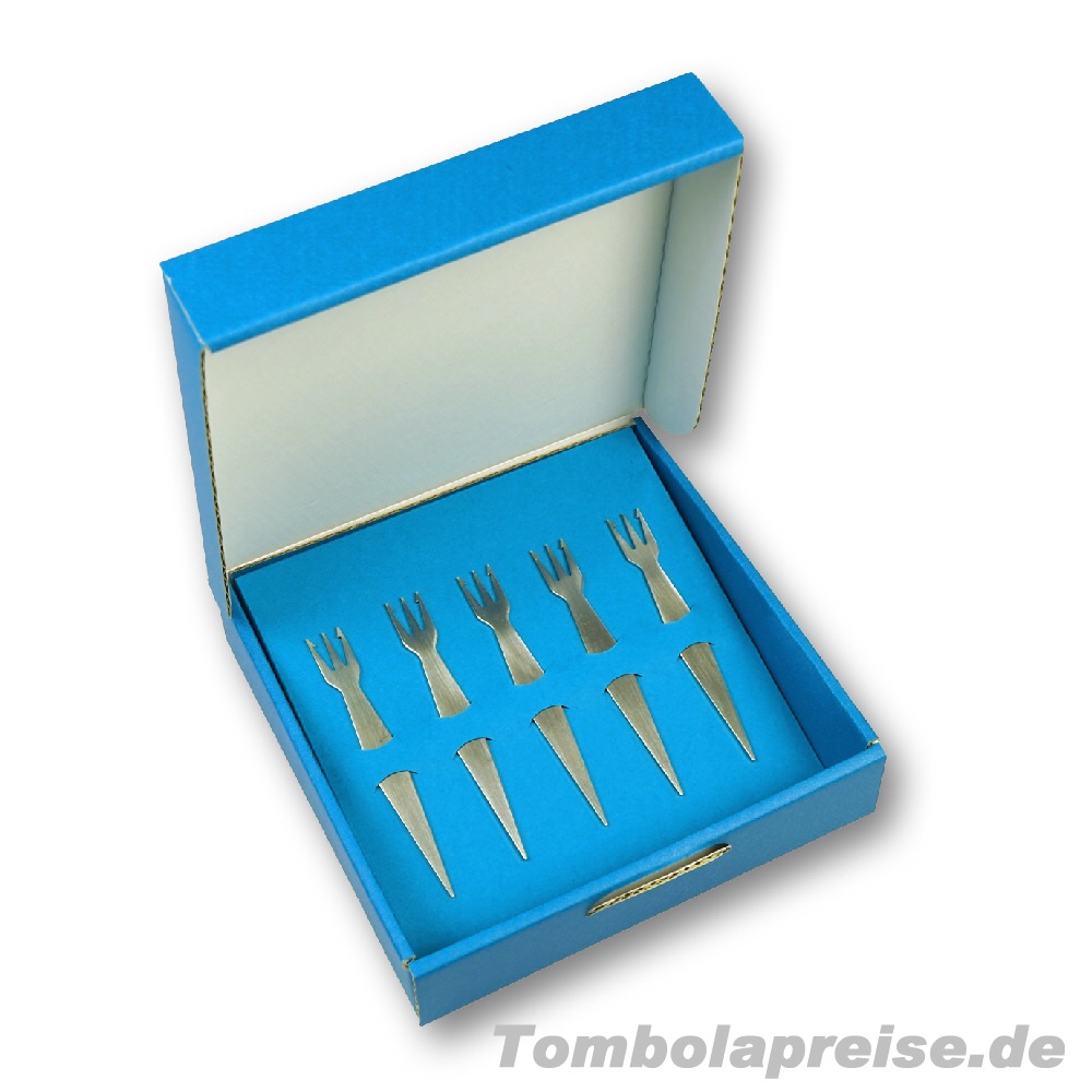 Tombolapreis T&uuml;rkise Geschenkbox Pommesgabeln
