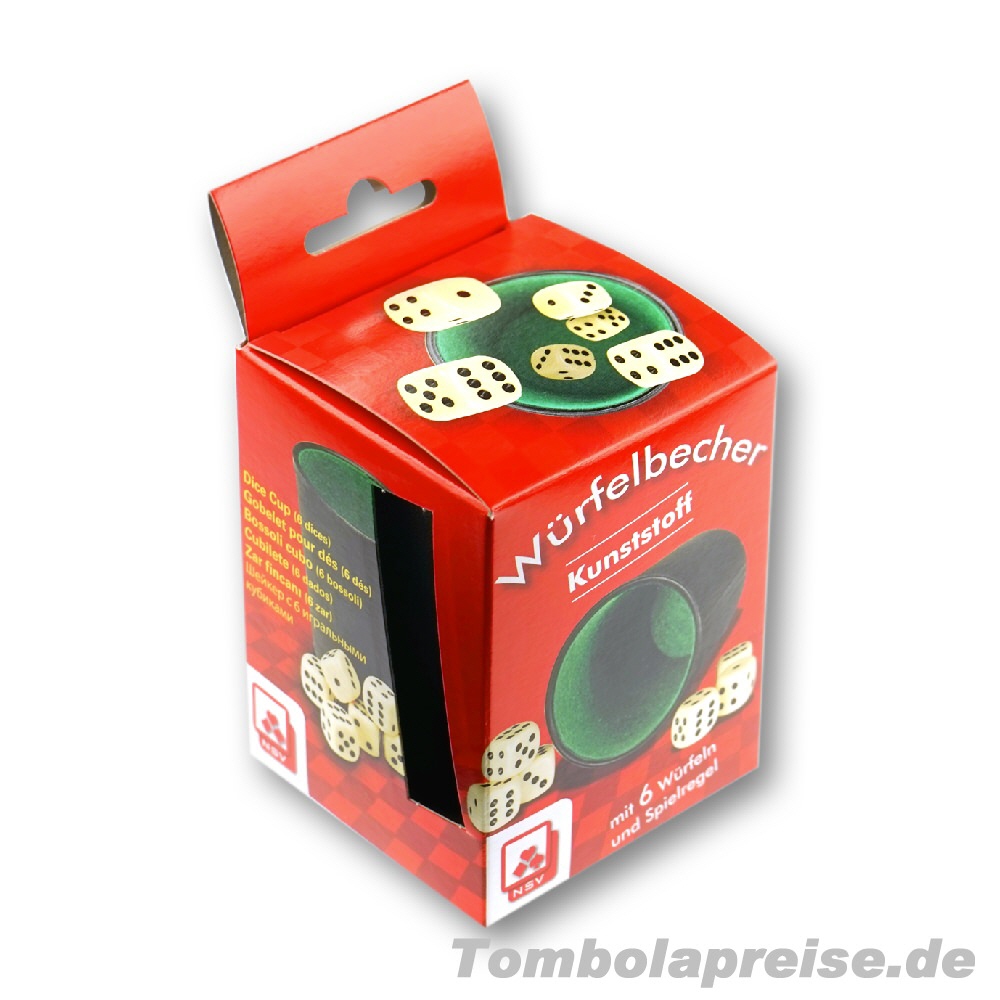Tombolapreis W&uuml;rfelbecher mit W&uuml;rfeln
