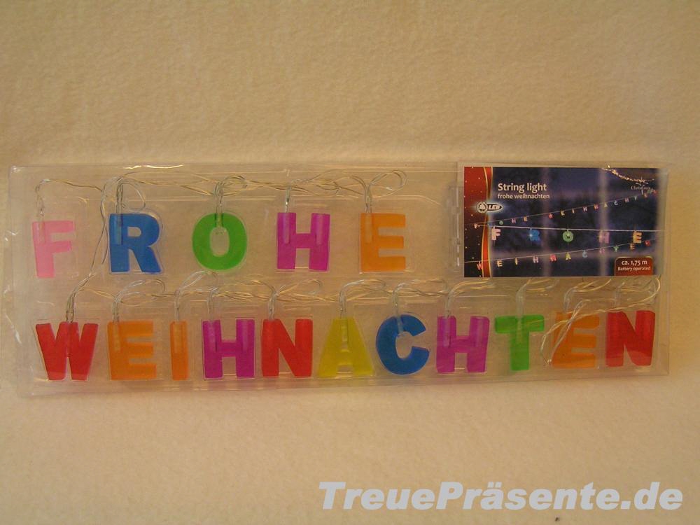Lichterkette bunt "Frohe Weihnachten"