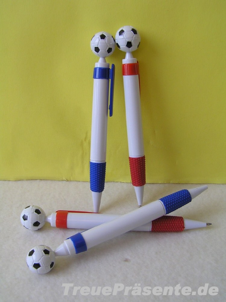 Kugelschreiber Fu&szlig;ball rot-blau